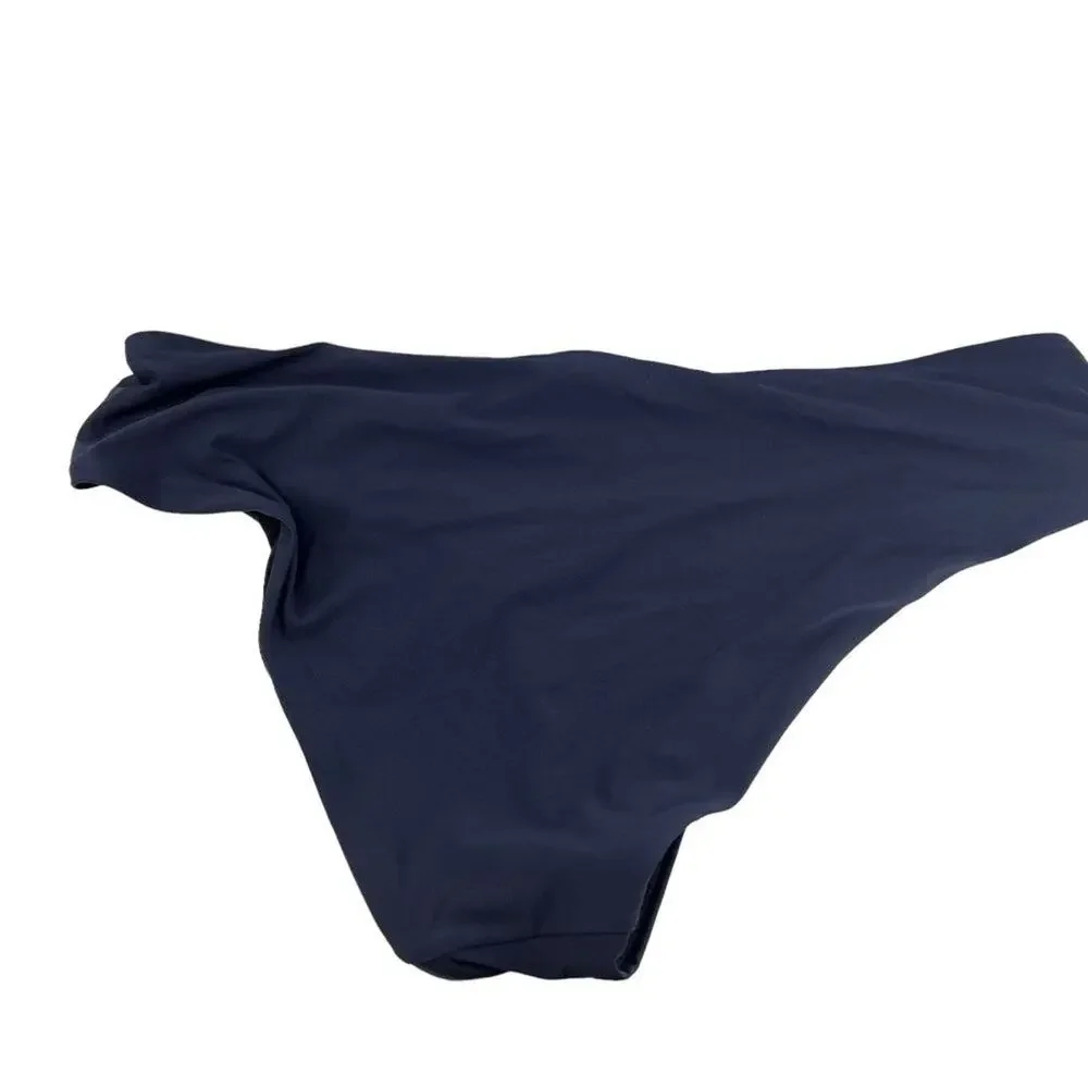 J Crew Solid Blue Bikini Bottom Peek a Boo Rings Xlarge